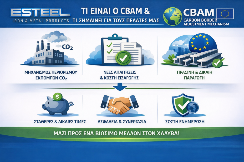 Μηχανισμός-συνοριακής-προσαρμογής-άνθρακα-ΜΣΠΑ-cbam-esteel - Εsteel Τrade Εμπόριο Σιδήρου Τι σημαίνει ο CBAM για τους πελάτες του ESTEEL