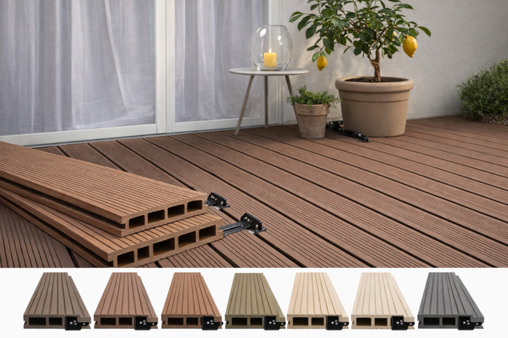 σανίδες WPC deck διπλής όψης clips τοποθέτησης WPC deck