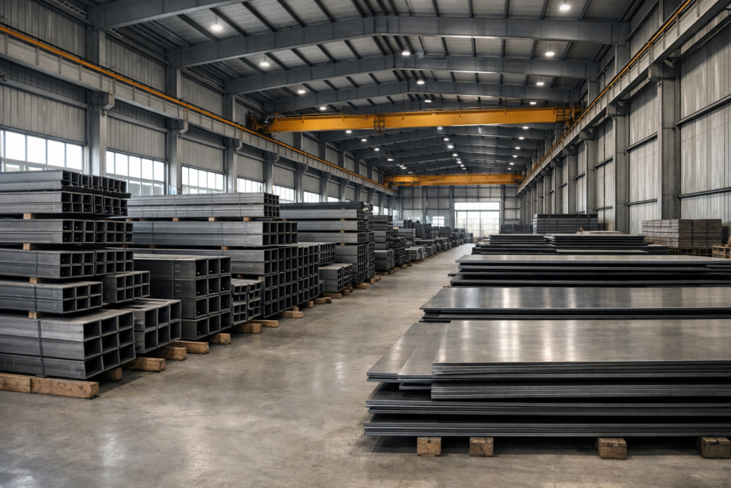 Προϊόντα σιδήρου & χάλυβα για μεταλλικές κατασκευές σε αποθήκη