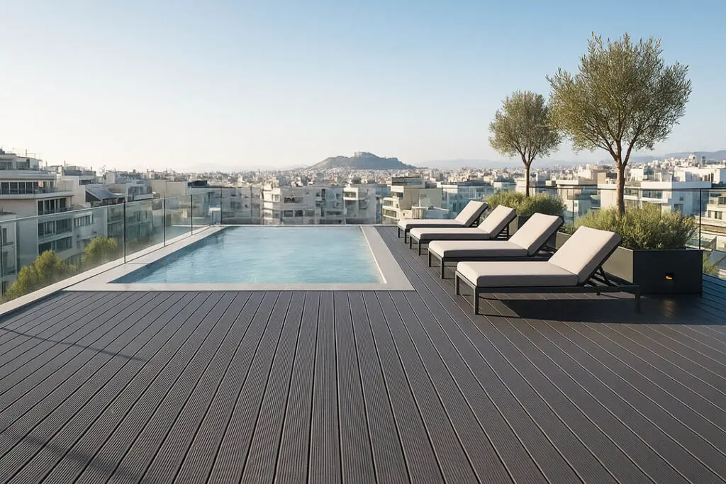DECK-GIA-DAPEDO-GRI-SKOYRO - Εsteel Τrade Εμπόριο Σιδήρου - Εsteel Τrade Εμπόριο Σιδήρου wpc deck δαπέδου γύρω από πισίνα esteel